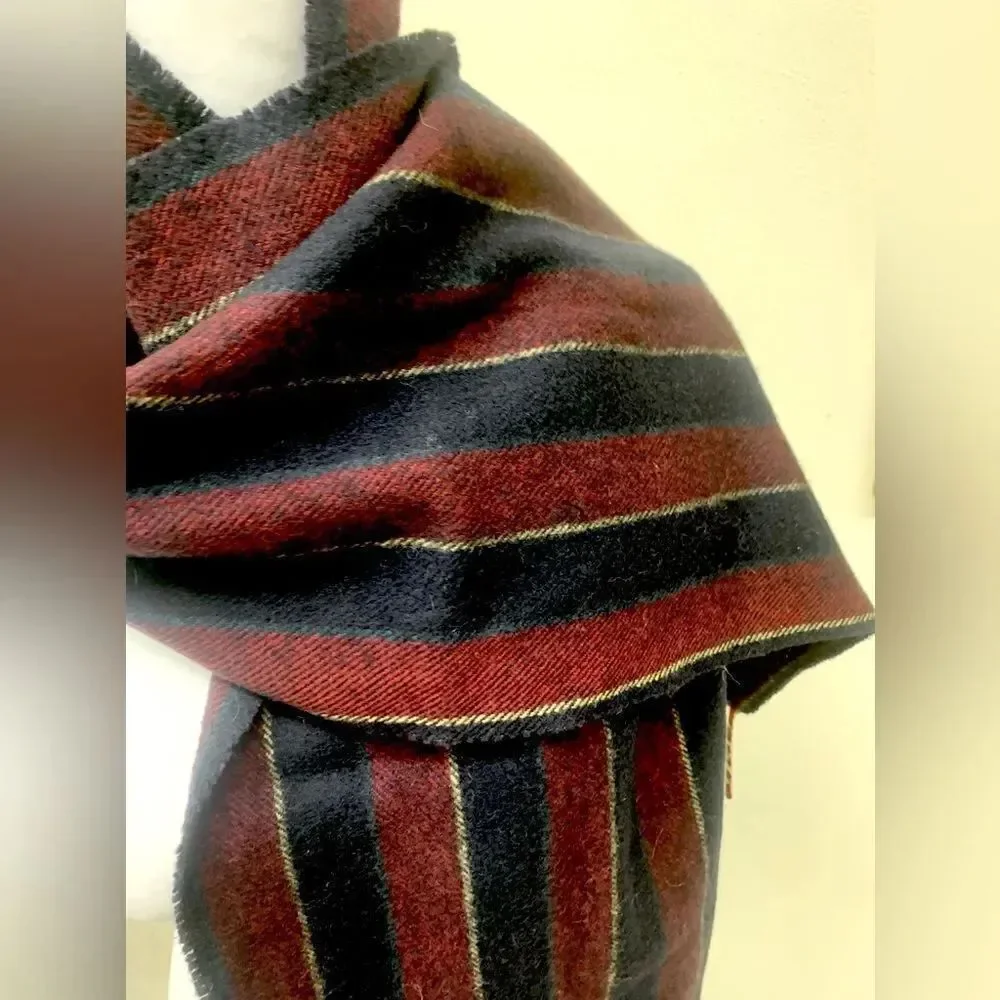Auth Vtg Christian DIOR Stripe Wool Scarf. Circa 70s Pristine Preloved Wrap